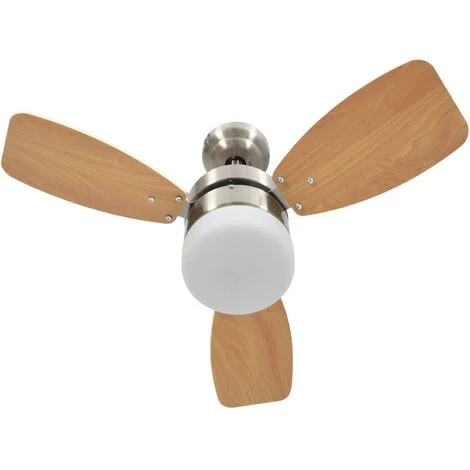 VidaXL Ventilateur De Plafond Lampe Et Télécommande 76 Cm Marron Clair - Brun â Image 5