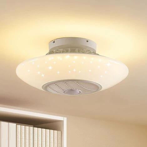 LINDBY LED Ventilateur De Plafond Avec Lampe à Intensité Variable 'Koray' En Métal Pour Salon & Salle à Manger - Blanc