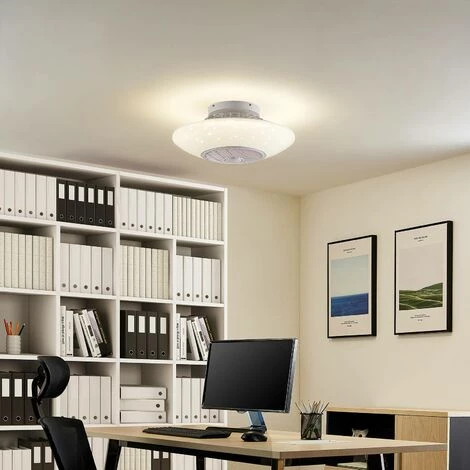 LINDBY LED Ventilateur De Plafond Avec Lampe à Intensité Variable 'Koray' En Métal Pour Salon & Salle à Manger - Blanc â Image 2