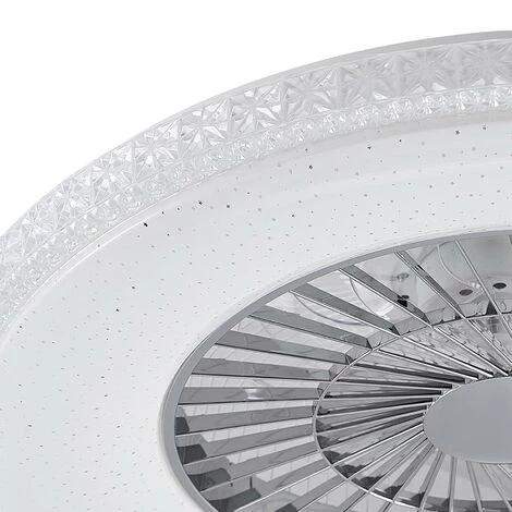 STARLUNA LED Ventilateur De Plafond Avec Lampe à Intensité Variable 'Ordanio' En Métal Pour Salon & Salle à Manger - Blanc, Chromé
