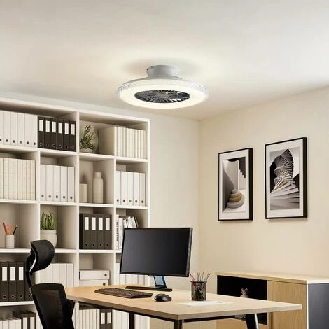 STARLUNA LED Ventilateur De Plafond Avec Lampe à Intensité Variable 'Ordanio' En Métal Pour Salon & Salle à Manger - Blanc, Chromé â Image 2