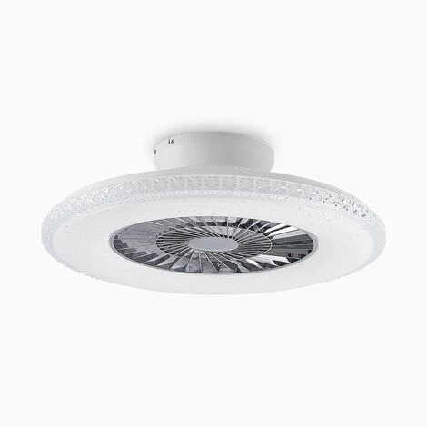 STARLUNA LED Ventilateur De Plafond Avec Lampe à Intensité Variable 'Ordanio' En Métal Pour Salon & Salle à Manger - Blanc, Chromé â Image 3