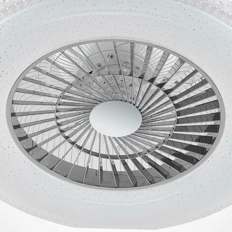 STARLUNA LED Ventilateur De Plafond Avec Lampe à Intensité Variable 'Ordanio' En Métal Pour Salon & Salle à Manger - Blanc, Chromé â Image 4