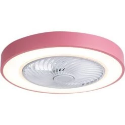 FCMILA Ventilateur De Plafond Ac220V, Lumiere 3 Couleurs, Eclairage Led Vent 3 Vitesses, Telecommande + Telephone Portable App Bluetooth, Rose