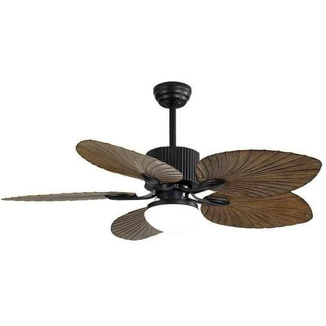 Ventilateur Led Rustique 24w COLLA Noir 5 Lames Brunes Avec Télécommande FABRILAMP