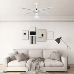 ASUPERMALL Ventilateur De Plafond Avec Lampe 106 Cm Blanc