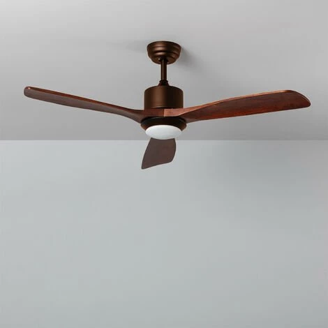 TECHBREY Ventilateur De Plafond LED Forest Marron 132cm Moteur DC Bois Foncé - Bois Foncé