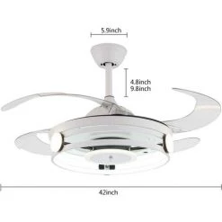 ETOILE Ventilateur De Plafond Avec Lumière LED Et Télécommande, Lame Escamotable Moderne En Cristal, Lustre De Plafond Pour Salon, Intérieur, Lustre LED Avec Ventilateur