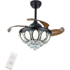 ETOILE Lustre LED 36 W Avec éclairage CCT - Intensité Variable - 220 V-240 V - 3 Vitesses - Lampe + 4 Pales Rétractables