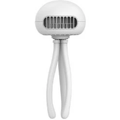 ASUPERMALL Ventilateur Usb Sans Feuilles, Ventilateur Portable Deformable En Forme De Meduse, Ventilateur De Poussette Rechargeable Avec Pieds De Support Flexibles, Conversion De Frequence, Blanc