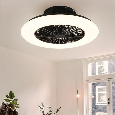 ETC-SHOP Ventilateur De Plafond Avec éclairage Et Télécommande, Plafonnier Silencieux Avec Ventilateur Et Effet étoile, Minuterie Veilleuse CCT Dimmable, LED 30 Watts 2200lm 3000-6500K, 50 Cm, Salon – Image 4