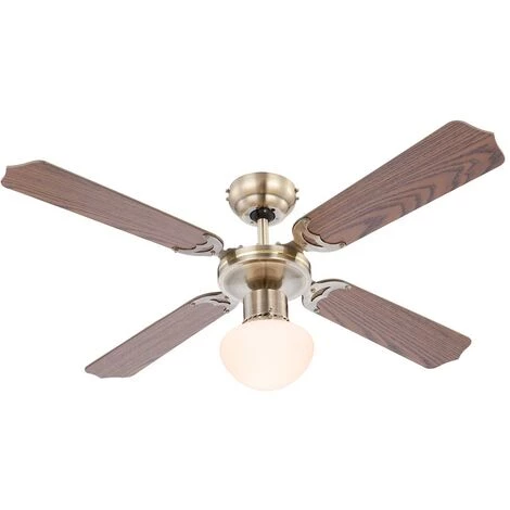 ETC-SHOP Ventilateur De Plafond Avec éclairage Eté Hiver Ventilateur De Plafond Pour Plafonds, Pales Réversibles, Couleur Chêne Avec Interrupteur à Tirette Et 3 Niveaux De Vitesse, 1x E27, PxH 106,6 X 41,5 Cm â Image 4