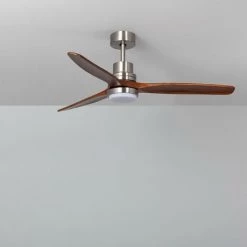 TECHBREY Ventilateur De Plafond LED Savate Niquel 132cm Moteur DC - Nickel