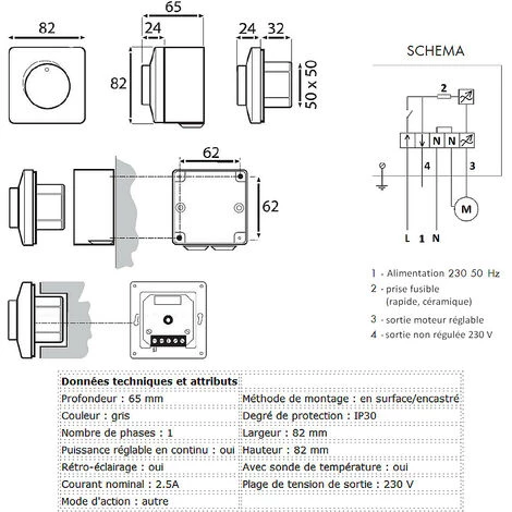 BREVE Régulateur électronique De Vitesse De Ventilateur AREB 2.5A â Image 2