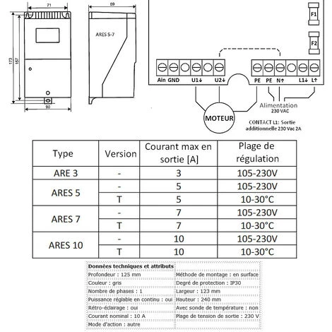 BREVE Régulateur électronique De Vitesse De Ventilateur ARES 5,0A IP54 â Image 2