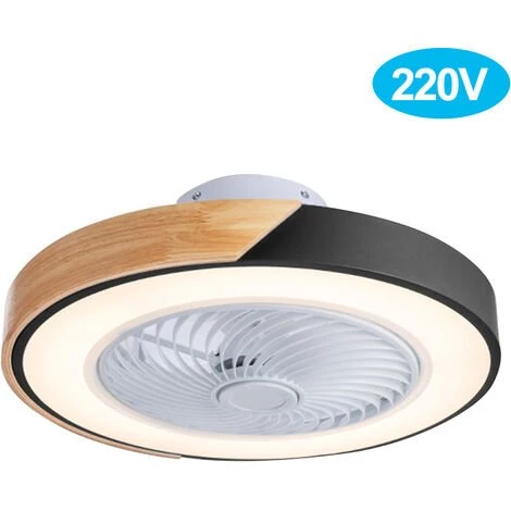 ASUPERMALL Ventilateur De Plafond Ac220V Avec Eclairage Avec Telecommande Lampe De Ventilateur De Plafond 3 Couleurs Lumiere 3 Vitesses Vent Plafonnier Pour Chambre Salon Salle A Manger, Noir