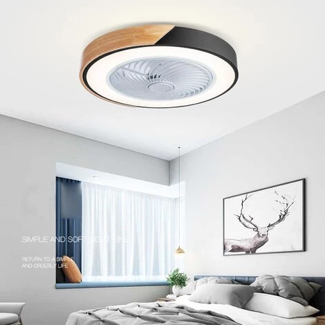 ASUPERMALL Ventilateur De Plafond Ac220V Avec Eclairage Avec Telecommande Lampe De Ventilateur De Plafond 3 Couleurs Lumiere 3 Vitesses Vent Plafonnier Pour Chambre Salon Salle A Manger, Noir â Image 2