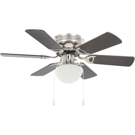 HAPPYSHOPPING Ventilateur De Plafond Orne Avec Lumiere 82 Cm Marron Fonce