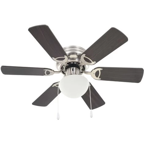 HAPPYSHOPPING Ventilateur De Plafond Orne Avec Lumiere 82 Cm Marron Fonce â Image 5