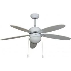 Ventilateur De Climatisation De Plafond Avec Lumière 50W-3 Vitesses 5 Pales 130Cm Blanc Segin Vivahogar Vh104583