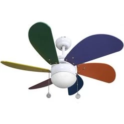 FABRILAMP FAB 008891637 | Dolphin Colors Ventilateur 6 Lames Couleur 1xe27 41x85x85 Cm 3 Vitesses