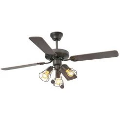 FARO BARCELONA Ventilateur De Plafond Marron Avec Lumière YAKARTA