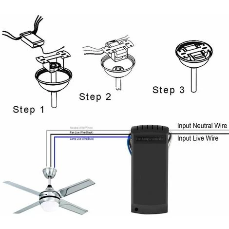 Telecommande Pour Ventilateur De Plafond,Betterlife Radio-pilotée Telecommande,contrôleur De Ventilateur, 3 Vitesses, 4 Minuteries(1 Ensemble) â Image 3