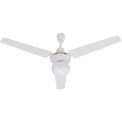 IPERBRIKO Ventilateur De Plafond Tripale En Métal Avec Lumière Diamètre 120 Cm Blanc 70W