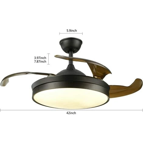 GOJOY Ventilateur De Plafond Avec éclairage Lustre De Ventilateur De Plafond Avec Lumière Dimmable 36W Design Moderne En Acrylique Avec Télécommande Pour Salon Couloirs Hall D'entrée â Image 2