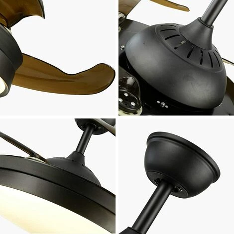 GOJOY Ventilateur De Plafond Avec éclairage Lustre De Ventilateur De Plafond Avec Lumière Dimmable 36W Design Moderne En Acrylique Avec Télécommande Pour Salon Couloirs Hall D'entrée â Image 4