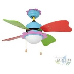 SUINGA Ventilateur De Plafond Orbegozo Avec Lumière, 3 Vitesses, Pales Colorées.