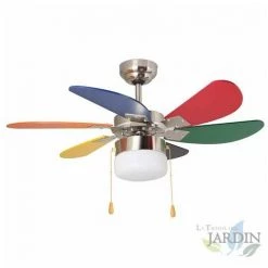SUINGA Ventilateur De Plafond Orbegozo Avec Lumière, 6 Pales Multicolores, 3 Vitesses