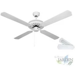 SUINGA Ventilateur De Plafond Orbegozo Sans Lumière, 4 Pales Réversibles, Blanc [Efficacité énergétique A++]