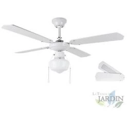SUINGA Ventilateur De Plafond Orbegozo Avec Lumière, 4 Pales Réversibles, 3 Vitesses, Blanc