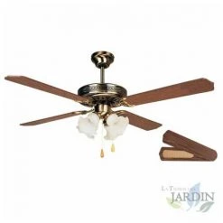 SUINGA Ventilateur De Plafond Orbegozo Avec Lumière, 4 Pales Réversibles, Diamètre 132 Cm, 60 W Et 3 Vitesses, Bois