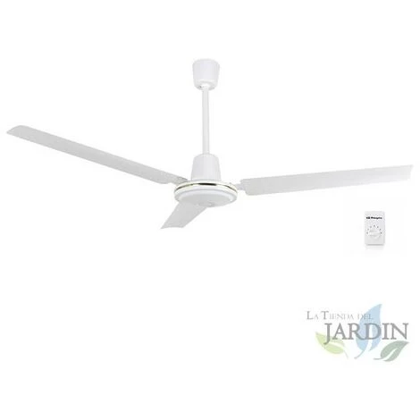 SUINGA Ventilateur De Plafond Orbegozo Avec Commande Murale, 3 Pales En Métal, 5 Vitesses, Blanc.