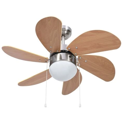 YOUTHUP Ventilateur De Plafond Avec Lampe 76 Cm Marron Clair - Brun â Image 5