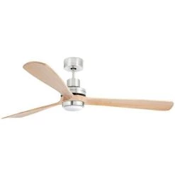 FARO BARCELONA Ventilateur De Plafond Avec Lumière Nickel Mat/pin Ø 168 Cm LANTAU-G DC