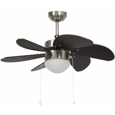 Hommoo Ventilateur De Plafond Avec Lampe 76 Cm Marron Fonce â Image 2