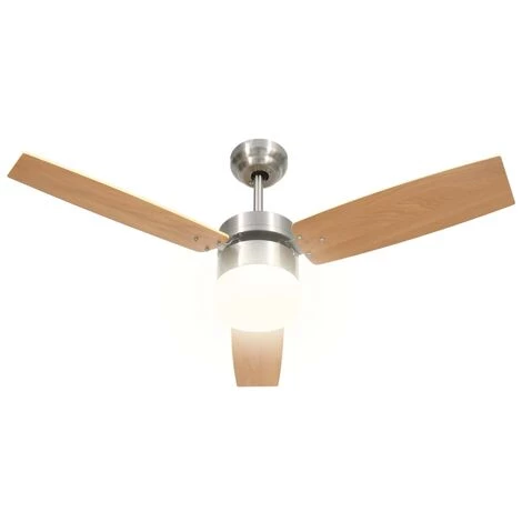 Hommoo Ventilateur De Plafond Lampe Et Telecommande 108cm Marron Clair â Image 4