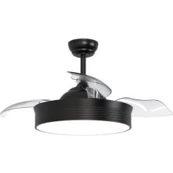 SULION Ventilateur De Plafond Moteur DC 107cm LED 36W 3CCT Noir Bombay L