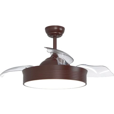 SULION Ventilateur De Plafond Moteur DC 107cm LED 36W 3CCT Marron Bombay L