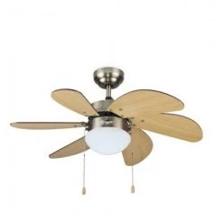 GSC Ventilateur De Plafond Avec Light 32 '6 Pales En Bois De Hêtre