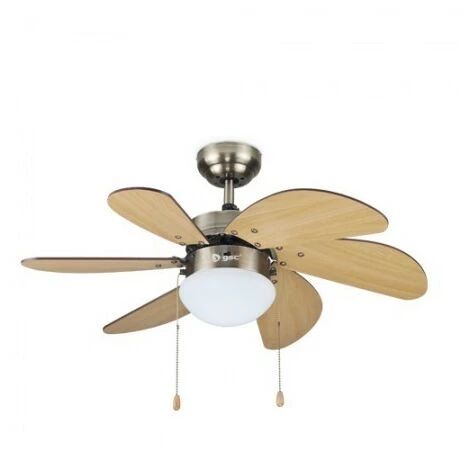 GSC Ventilateur De Plafond Avec Light 32 '6 Pales En Bois De Hêtre