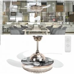 YB 42" LED Ventilateur De Plafond Avec éclairage Lumière & Vent Réglable Plafonnier