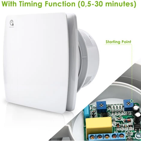 VINGO Ventilateur De Salle De Bain Ventilateur Mural De 150 Mm Silencieux Avec Capteur D'humidité De Minuterie De Déflecteur De Retour â Image 3