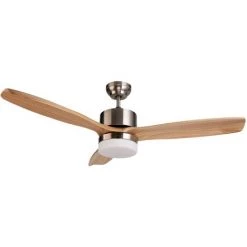 KLASS FAN Ventilateur De Plafond Avec DC Pales En Bois 132 Cm Et LED 18W - Argent