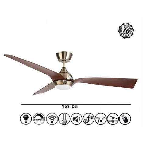 KLASS FAN Ventilateur De Plafond DC Pales 132cm En Bois Avec IP20 Et Dimmer LED - Marron â Image 3