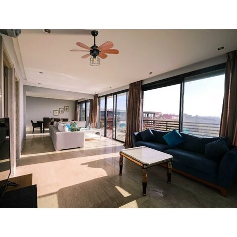 KLASS FAN Ventilateur De Plafond DC Ultra Silencieux Avec Pales En Noyer 91,5 Cm Et Lumière - Noir â Image 3