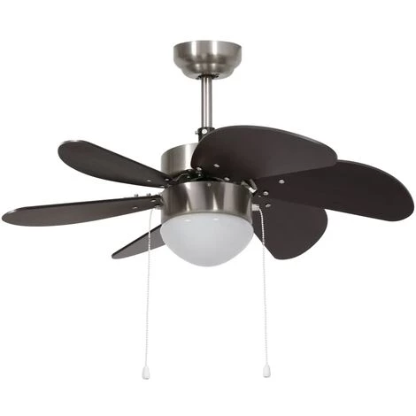 INLIFE Ventilateur De Plafond Avec Lampe 76 Cm Marron Foncé